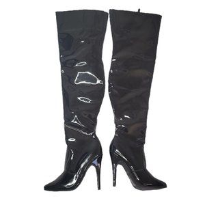 Ellie Femme Fatale Sexy Black Patent Over-The-Kne… - image 1